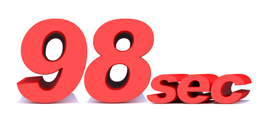 98 seconds word on white background.3d illustration