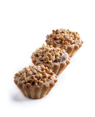 Nutty tarts isolated on white background