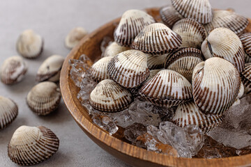 Hard-shelled small sea clams cockle