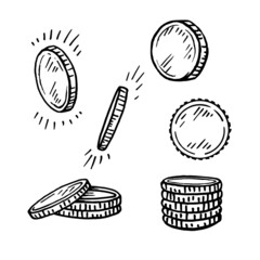 A set of hand-drawn coin sketches.