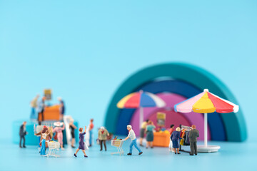 Lively scene of miniature creative mall