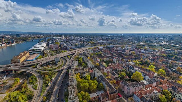 aerial view from Ludwigshafen to Mannheim