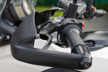 close up of motorcycle handlebar