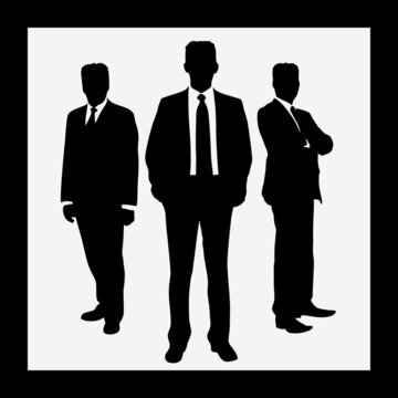 Silhouettes of men in suits. Silhouettes of businessmen on a light background
