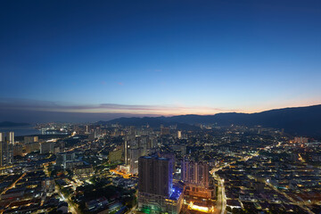 Fototapeta na wymiar Aerial view of night cityscape