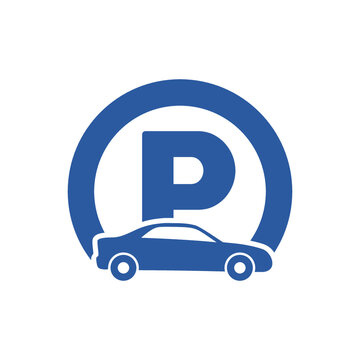 Blue parking icon isolated on white background