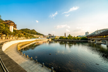 Fototapeta na wymiar A bridge with ethnic characteristics, Duyun, Guizhou, China.