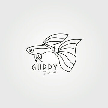 guppy fish line art logo vector symbol illustration design