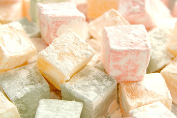 Turkish delights with mixed fruits flavor ,lokum sweets