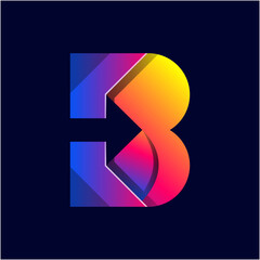 Modern letter B and Arrow logo gradient color