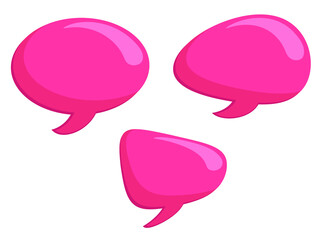 Set of pink  comic speech bubbles. Vector Illustration and graphic elements