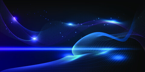 Vector illustrations of horizontal digital perspective empty space.Futuristic tech concepts.