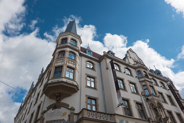 Travel to Karlovy Vary from Czech Republic, 2021. View to the beautiful landmarks architecture old...