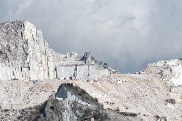 very nice view of marble quarry in carrara , itay
