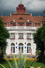 Travel to Karlovy Vary from Czech Republic, 2021. View to the beautiful landmarks architecture old...