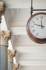 Mill colonnade clock in Karlovy Vary. Travel to Czech Republic. Beautiful architecture landmark.