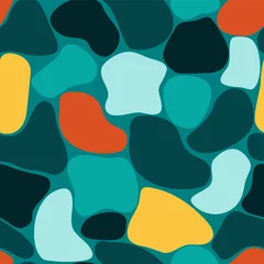 Foto op Plexiglas Organische vormen Trendy kleurrijke organische vormen naadloos patroon. Abstracte platte terrazzo achtergrond voor textielontwerp, stof.