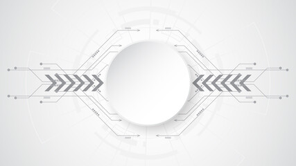 Grey white Abstract technology background with various technology elements Hi-tech communication concept innovation background Circle empty space for your text