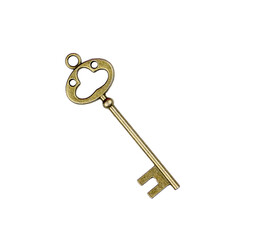 Vintage key Isolated on white background.