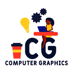 CG - Computer Graphics acronym. business concept background.  vector illustration concept with keywords and icons. lettering illustration with icons for web banner, flyer, landing pag