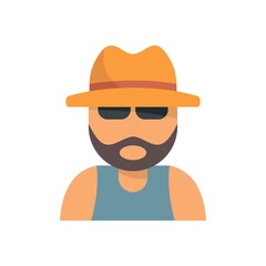 Man hitchhiking icon flat isolated vector
