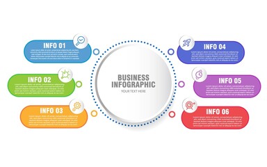 Infographic design template with 6 option process or step for business presentation vector eps10
