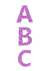 
set of letters in glamour pink graphic style 
