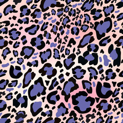 Vector Seamless pattern of leopard skin in purple, pink pastel background, Wild Animals pattern for textile or wall paper, illustration endless designs leopard print in Trendy 2022 Very Peri colour