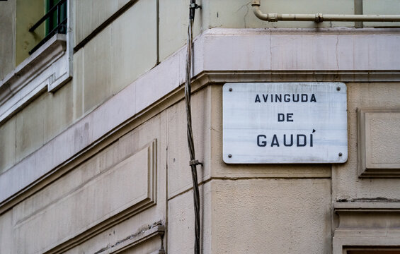 Fototapeta Gaudi Avenue street sign near Sagrada Familia in Barcelona