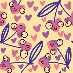 Fruit seamless cherry pattern for fabrics and textiles and packaging and gifts and cards and linens and kids 