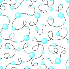 Seamless vector pattern. Strands of pearls. Beads, pearls. Blue, blue tint. Package. Print. Scrapbooking. Wallpaper.