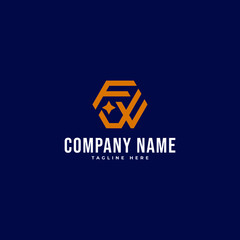 FW letter logo- FW letter logo template vector blue and orange