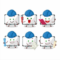 architect white board cute mascot character with pliers