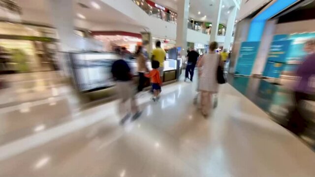 Hyperlapse of people walking in a shopping mall, Sydney Australia