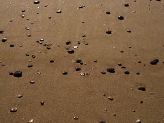 sands and pebbles on the beach