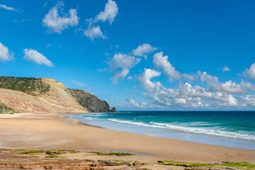 Coastal landscape in front of Praia da Luz in the Algarve