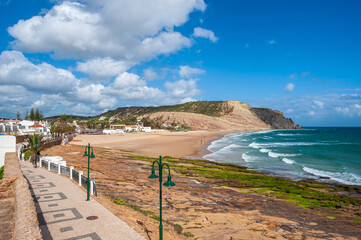 Coastal landscape in front of Praia da Luz in the Algarve
