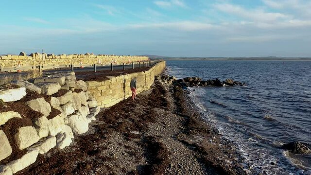Coastal road next to the Atlantic in Mountcharles in County Donegal - Ireland.