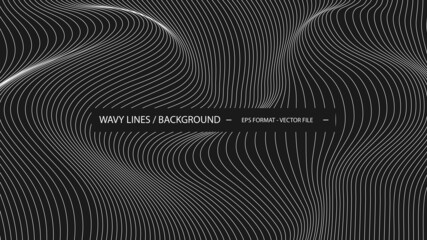 Wavy Line Background in Black and White