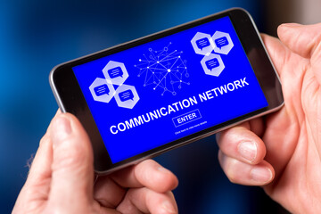Communication network concept on a smartphone