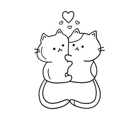 Valentine's card. two cats couple in love