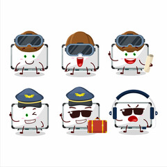 Pilot cartoon mascot white board with glasses