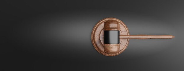 Judge gavel on black color. Wooden hammer, auction, legal case or law symbol