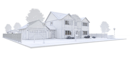 Modern white beautiful house. 3D illustration