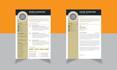 Professional Resume CV Layout with Poppy Color background