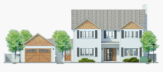 Modern beautiful house. 3D illustration