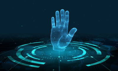 HUD The futuristic 3D sci-fi Human Hand