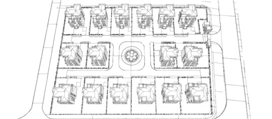 Modern beautiful house. Cottage for a large family. 3D illustration