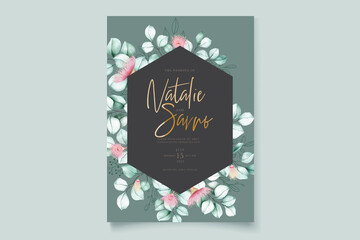 elegant eucalyptus leaves wedding invitation card set