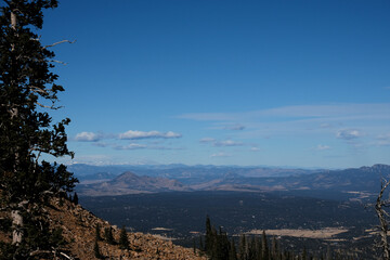 Breathtaking aerial scenic landscape Rocky Mountains mountain range scenery view on top of Pikes...